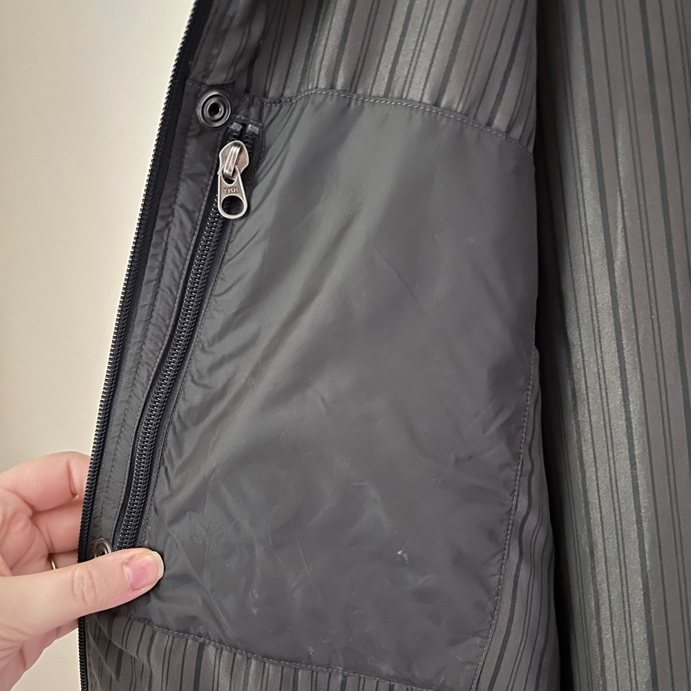 The North Face Wool Gray Vintage Jacket with Striped Lining Zip Up Collared L - Picture 9 of 17